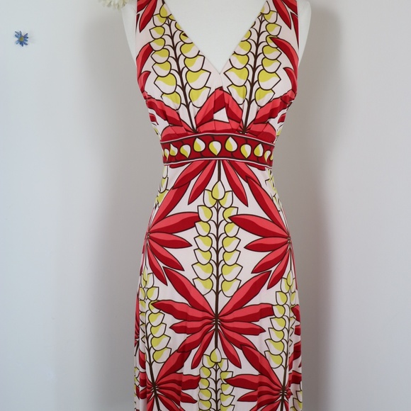 Tory Burch Floral Dress In Silk Jersey - Designer Sheath Dress For Summer - Picture 2 of 11